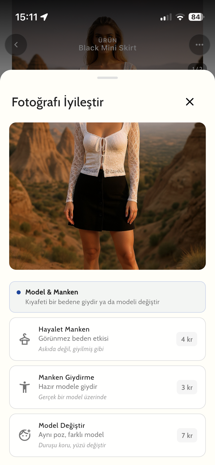 Fotoğrafı iyileştir ekranı